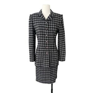 Vintage Carlisle Tweed Skirt Suit Set Womens Size 6 Wool Silk Old Money Quiet